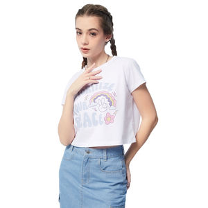 Nueva Camiseta Corta Sexy de Moda para Mujer, Talla Grande, Camiseta Lisa con Estampado Vintage para Mujer - Product Image 1