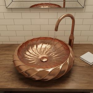 Shiny copper <b>basins</b> ideal for festive occasions requiring bright durable <b>bowls</b> with handcrafted traditional decorative work - Product Image 2