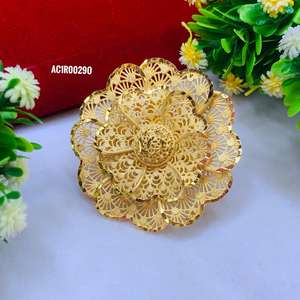 Classic Gold Plated Designer <b>Rings</b> Flower Shape for Parties and Anniversaries-Online Shopping - Product Image 1