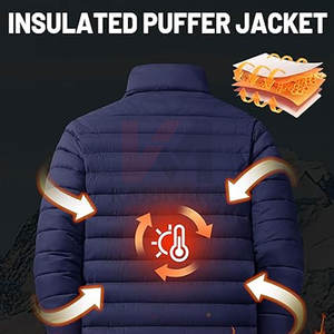 แจ็กเก็ตขนเป็ดน้ำหนักเบาให้ความอบอุ่นสำหรับผู้ชายเสื้อคลุมแบบควิลท์4กระเป๋ากันน้ำลำลองใส่นอกบ้านกันลม - Product Image 3