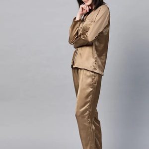 Conjunto de pijama de satén de seda para mujer, conjunto de dos piezas para dormir para mujer, ropa de dormir de talla grande para mujer, trajes de pijama - Product Image 5