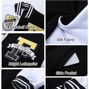 Wholesale OEM Manufacturer Embroidered Women <b>Cropped</b> College Leather Sleeves Custom Logo Baseball Letterman Varsity <b>Jackets</b> - Product Image 3