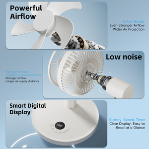 <span class=keywords><strong>Ventilador</strong></span> <span class=keywords><strong>de</strong></span> Mesa Oscilante Inteligente Portátil, <span class=keywords><strong>Ventilador</strong></span> Recargable <span class=keywords><strong>de</strong></span> 5 Velocidades, 4000 mAh, <span class=keywords><strong>Silencioso</strong></span>, con Ángulo Ajustable, para Oficina en Casa - Product Image 4