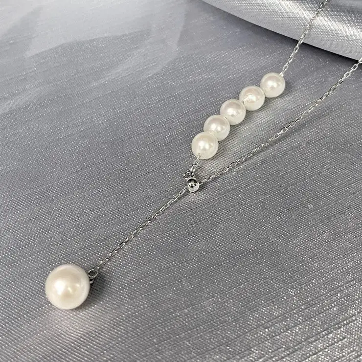 White 925 Silver Length And Style Can Be Adjusted Slightly Akoya Long Adjustable Pearl Necklace
