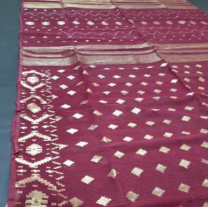 Calidad exclusiva de exportación Deshi Dhakai Jamdani Sharee para mujeres JAMDANI FABRIC Red Blue Maroon Golden Sky Blue de Bangladesh - Product Image 1