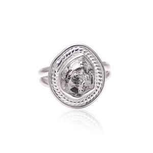Bague pour femme en pierre brute, diamant Herkimer naturel brut, pierre de naissance, style bohème, pour Noël, en argent sterling 925 avec sertissage clos - Product Image 1