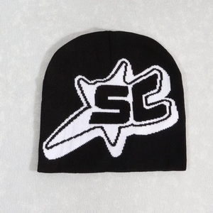 Bonnet en tricot surdimensionné jacquard unisexe hiver mode style Hip Hop avec logo personnalisé vente en gros pour un usage quotidien et les voyages - Product Image 1
