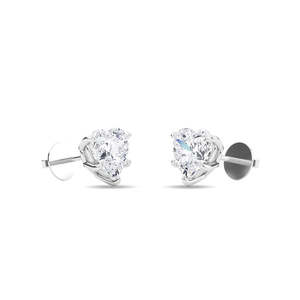 Lab-Grown Diamond <b>Heart</b> Cut Earring <b>Tops</b> 1 Carat by ATYANTA JEWELS - Product Image 3