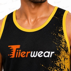 Wholesale <b>Mens</b> Sublimated Tank Top Custom Gym <b>Stringer</b> <b>Vest</b> Sportswear Manufacturer Quick Dry Workout Bodybuilding Running - Product Image 5
