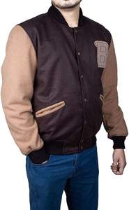 เสื้อแจ็กเก็ตเบสบอลสำหรับผู้ชายเสื้อแจ็กเก็ตทีมโรงเรียนผ้าแคนวาสแบบธรรมดาปักลายคอตั้งสำหรับฤดูหนาว - Product Image 4