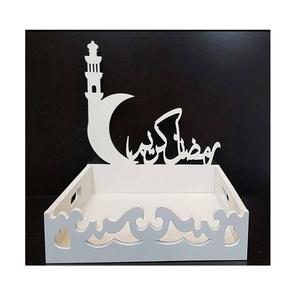 Plateau à dessert Ramadan de conception moderne, couleur blanc doré, multifonctionnel, contact alimentaire sûr, plateau de service islamique en bois à bas prix - Product Image 2