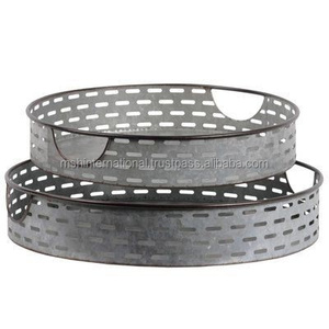 Rectangle <b>Silver</b> Storage Tray Perforated Design Art Deco Style Eco-Friendly for Living Room Tabletop Use Durable Indoor Decor - Product Image 1