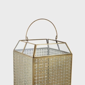 Latest Moroccan Style <b>Gold</b> Metal & Glass Hurricane Candle Holder <b>Lantern</b> for Home, Events and Weddings Decorations - Product Image 5