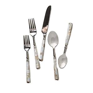 High Quality Designer <b>Gold</b> Plated MOP Handle Stainless Steel Silver Polished Cutlery Set Luxury Royal Spoon & Fork Cutlery - Product Image 1