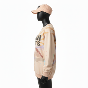 Sudadera para Mujer con Efecto Desgastado por el Sol, 300 GSM, Algodón y Poliéster, Felpa Suave, Tono Durazno, Logotipo Personalizado con Serigrafía, Sudadera Transpirable para Mujer - Product Image 3