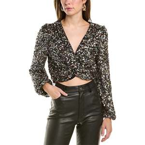 Top Corto con Paillettes Arcobaleno Nero Astr the Label, Taglia Grande per Abiti da Cocktail - Product Image 1