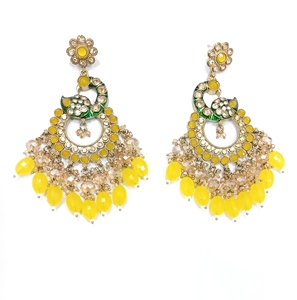 Indian Traditional Premium Kundan Peacock Dangle <b>Earrings</b> For Women Elegant Pearl <b>Drops</b> Perfect For <b>Bridal</b> & Ethnic Ensembles - Product Image 1