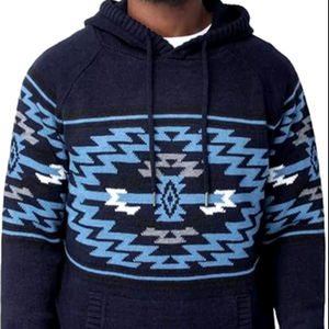 2024 Otoño Invierno moda hombres tejido con capucha pulóveres transpirable manga larga Color sólido cálido prendas de punto Casual 3D patrón - Product Image 1