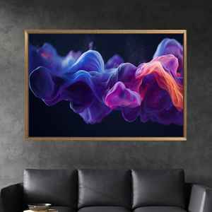 ผ้าใบพิมพ์ลายสีสันนามธรรมสมัยใหม่, ศิลปะติดผนังลายควันสีม่วงน้ำเงิน,1P:กรอบสีทอง - Product Image 1