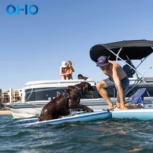 Rampa de escalada flotante de agua de perro inflable de alta calidad OHO tablón de escalera inflable para piscina de barco de muelle