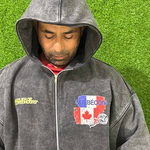 Winter Oversized <b>Fleece</b> Pullover 100% Cotton <b>Hooded</b> Hoodies for <b>Men</b> Boxy Zipper DTG Printing Front Sleeves Breathable - Product Image 5