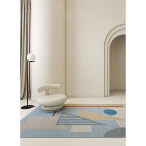 พรมขนสัตว์ทอมือสีน้ำเงินลายเพชรแบบนามธรรมทรงสี่เหลี่ยมผืนผ้า รุ่น ADWP-13034 สำหรับห้องนอน ห้องนั่งเล่น สไตล์ลายตารางหมากรุกสำหรับตกแต่งบ้าน - Product Image 5