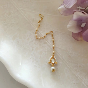 Pequeño indio Kundan piedra perla con cuentas Maang Tikka joyería antigua tradicional accesorio para el cabello de alta calidad para mujeres y niñas - Product Image 1