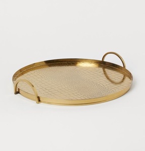 Bandeja de Servicio de Aluminio Hecha a Mano con Superficie Artística, Perfecta para Banquetes, Restaurantes e Interiores de Estilo Tradicional - Product Image 4