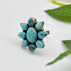 Hermoso anillo de turquesa, anillo de Plata de Ley 925, anillo hecho a mano, anillo de moda, anillo de diseñador, anillo de mujer, turquesa Natural - Product Image 1