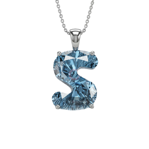 GIA IGI Certified 1Ct VVS Fancy Blue Lab Grown <b>Diamond</b> Alphabet Fine <b>Jewelry</b> Gold 925 Silver Solitaire Pendants and Charms Gift - Product Image 1