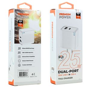 25W PD USB-A USB-C 3.0A doppia porta a muro ricarica rapida per telefono Tablet dispositivi elettronici-compatibile con la maggior parte dei modelli - Product Image 1