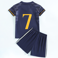 Conjunto de Camiseta de Fútbol para Niños, Transpirable, Resistente al Viento, de Verano, Manga Corta, Cuello Redondo, Sublimación Personalizada, 100% Poliéster, Logotipo a Color, Equipo