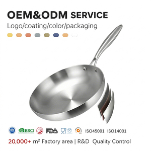 Poêle à frire en acier inoxydable triple couche TIANXING, compatible induction, ustensile de cuisson commercial OEM - Product Image 1