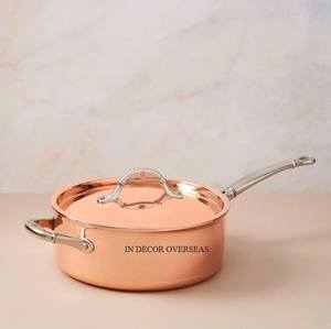 Look classique Texture martelée en cuivre de qualité supérieure Forme ronde Ruffoni Ustensiles de cuisine Casserole Pot en cuivre de l'Inde - Product Image 3