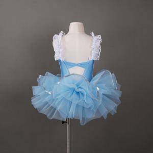 Vestido de Tutú Azul Claro para Ballet, Traje de Danza con Lentejuelas y Decoración de Encaje en los Hombros - Product Image 3