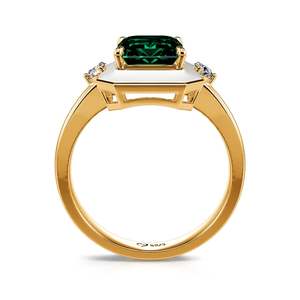 Jeulia Fashionable Halo <b>Emerald</b> Cut Diamond Adjustable <b>Ring</b> Rose Gold Plated Sterling <b>Silver</b> - Product Image 2