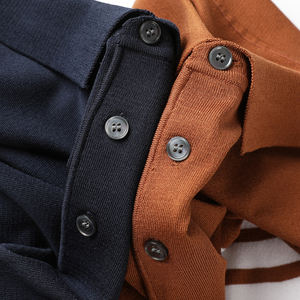 Men's Slim Fit Short Sleeve Knitted for Polo Sweater Fashionable Color <b>Blocked</b> Design Summer Stand Collar T Shirt for Winter - Product Image 5