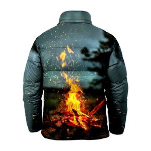 Unisex Casual Outdoor Winter <b>Jacket</b> Custom Design Sublimation Printed Puffer Hood Street Wear Bubble Style Pocket <b>Waterproof</b> - Product Image 2