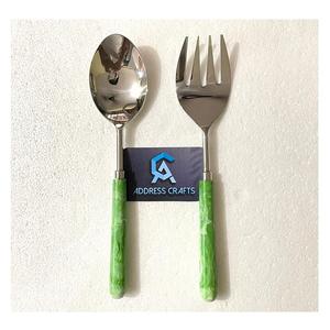 ชุดช้อนสลัดสแตนเลสพร้อมด้ามเรซิ่นสไตล์วินเทจ อุปกรณ์ครัวสุดหรู ราคาขายส่ง - Product Image 3