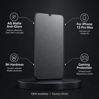 Protection d'écran en verre trempé anti-reflet AG Matte pour iPhone 13 Pro Max Noir HD Clair Verre Asahi du Japon 9H