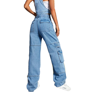 Venta al por mayor de moda High Street señoras Jeans fabricante precio de fábrica azul oscuro lavado Denim gradiente elástico - Product Image 2