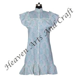 Vestido bohemio de algodón con estampado de bloques a mano, vestido informal de estilo indio sin mangas corto floral, ropa hecha a mano táctil de India y Pakistán - Product Image 2