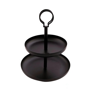 Premium Black Metal 2 <b>Tier</b> Round <b>Cake</b> Stand For Table Top & Party Decoration at Reasonable Price From India - Product Image 1