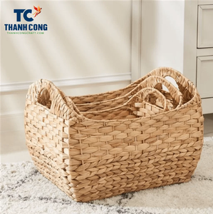 Ensemble de 3 jacinthe d'eau panier osier jonc de mer paille produits d'artisanat faits à la main usage domestique du vendeur indien en gros - Product Image 6