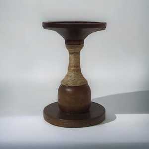 New Inauguration <b>Black</b> Glossy Mango Wood Craft <b>Pillar</b> <b>Candle</b> <b>Holders</b> Luxury American Style for Christmas Weddings Home Wood - Product Image 2