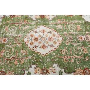 Tapis vintage, tapis turc 5,1x8,3 pieds, tapis en laine vert et blanc à imprimé animal - Product Image 5