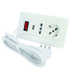 Multiprise de table Ecova 2 sièges couleur blanche avec 10/16 a et port USB - Product Image 1