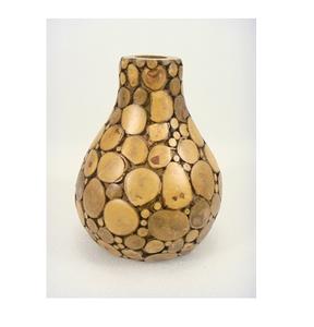 Vase en bois naturel fait à la main Vases à fleurs en bois Décor de table de bureau à domicile - Product Image 1