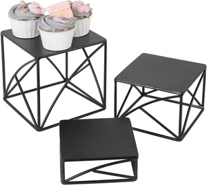 Specially Designed Zigzag Metal Wire <b>Wooden</b> Top Cake <b>Stand</b> <b>Cupcake</b> Server <b>Stand</b> for Party Events Weddings Decoration Cake Tools - Product Image 6