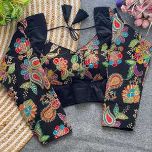 Seda Gaji de excelente calidad con estampado de posición y fabricante y proveedor de blusas bordadas de Surat a precio mayorista - Product Image 3